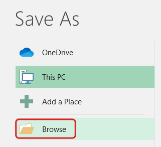 Click on Browse and choose a location to save the file